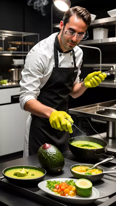 A Culinary Adventure in Molecular Gastronomy Boiling Avocado Dishes at a Modern Laboratory