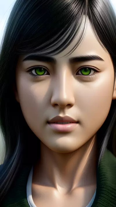 JW Park's Sadness Portrait Olive Eyes at a Playground