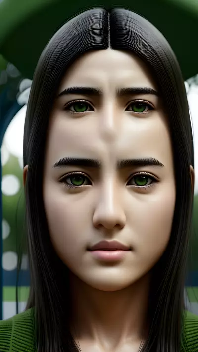 JW Park's Sadness Portrait Olive Eyes at a Playground