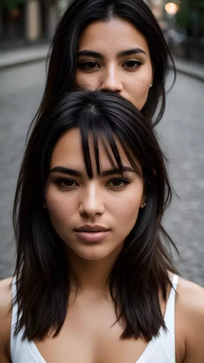 Minimalist Portrait Passing Through the Cobblestone Streets