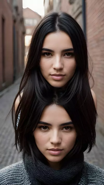 Minimalist Portrait Passing Through the Cobblestone Streets