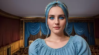 Realistic Portrait Blue Eyes in an Antique Theatre