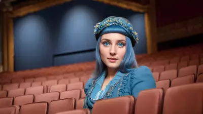 Realistic Portrait Blue Eyes in an Antique Theatre
