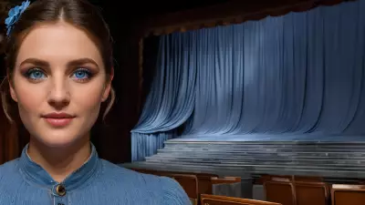 Realistic Portrait Blue Eyes in an Antique Theatre