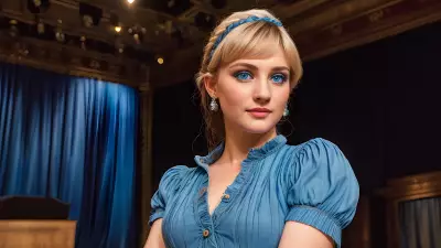 Realistic Portrait Blue Eyes in an Antique Theatre