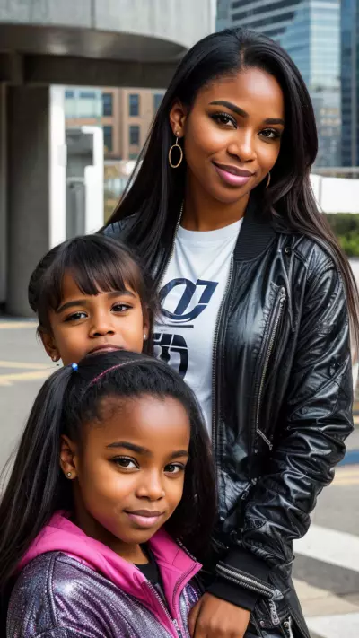Futuristic Parent Child Portraits Unveiling Emotions in an Urban Landscape
