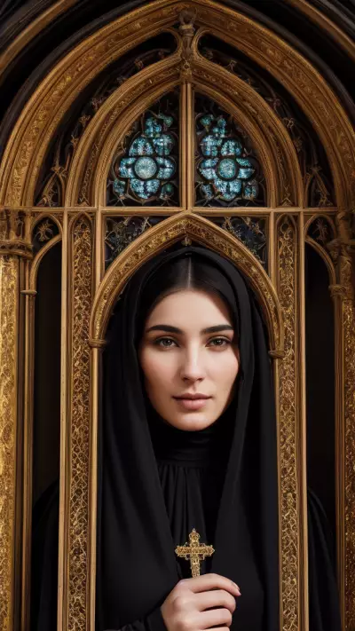 Adult Portrait Inside the Magnificent Gothic Cathedral