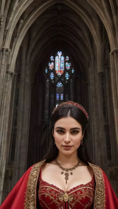 Adult Portrait Inside the Magnificent Gothic Cathedral