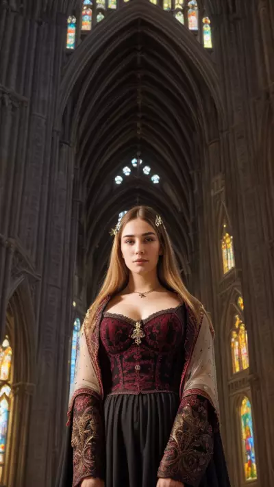 Adult Portrait Inside the Magnificent Gothic Cathedral