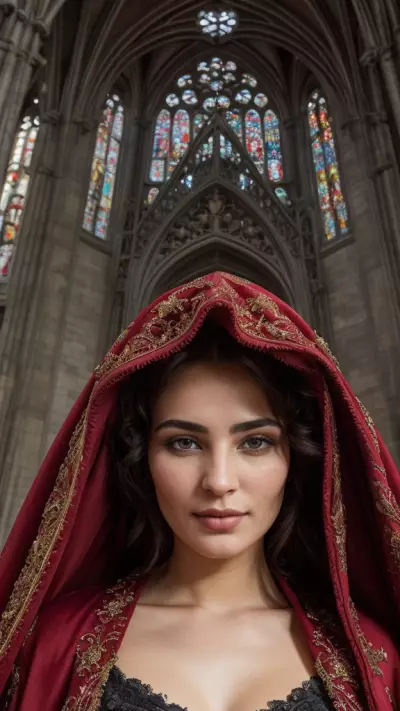 Adult Portrait Inside the Magnificent Gothic Cathedral