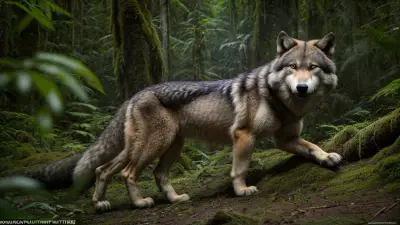Hunter and Hunted A Candid Shot of a Ferocious Wolf in the Taiga Rainforest