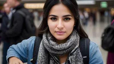 Digital Portrait at Busy Airport