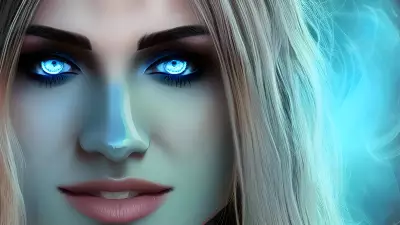 Bohemian Mystery Portrait with Luminous Blue Eyes