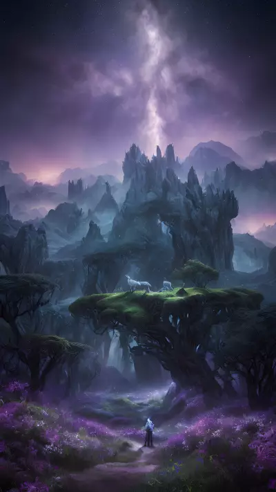 Realms of the Ethereal A Moonlit Valley of Unicorns