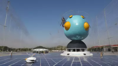 Solar Drone A Sustainable Art Installation Inspired by Yue Minjun