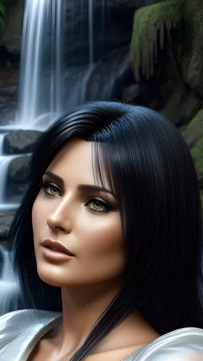 Elvira T's Modernta Portrait A Close Up of a Picturesque Waterfall