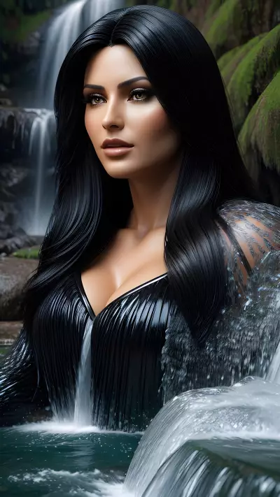 Elvira T's Modernta Portrait A Close Up of a Picturesque Waterfall