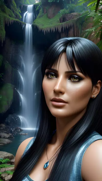 Elvira T's Modernta Portrait A Close Up of a Picturesque Waterfall