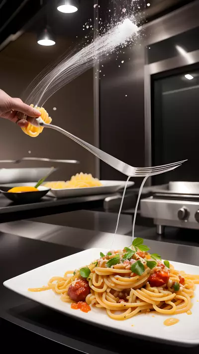 Innovative Location for Capturing the Sights and Smells of Molecular Gastronomy Pasta on the Cutting Board