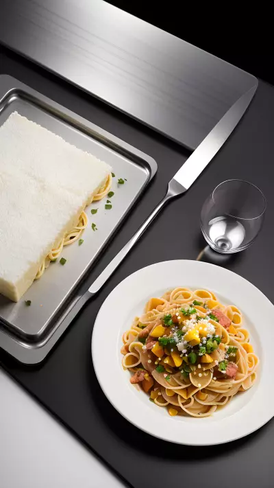 Innovative Location for Capturing the Sights and Smells of Molecular Gastronomy Pasta on the Cutting Board