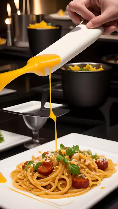 Innovative Location for Capturing the Sights and Smells of Molecular Gastronomy Pasta on the Cutting Board