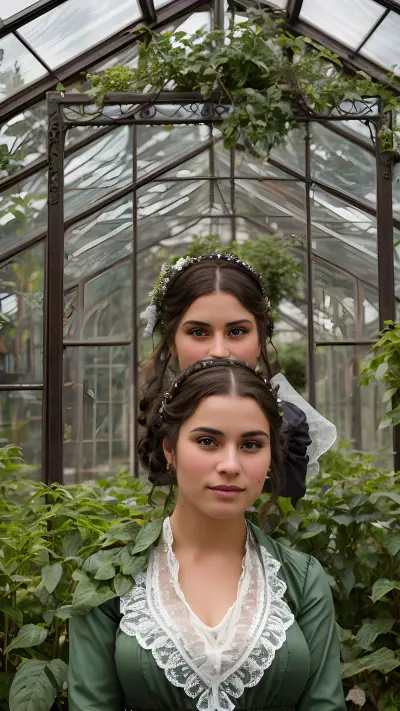 Human Nature Capturing Authentic Emotions in Victorian era Greenhouse