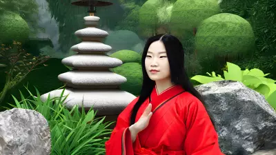 Vintage Portrait in a Zen Garden