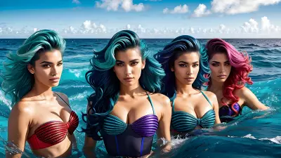 Vibrant Waves Exploring the Ocean with Dashing Hairstyles