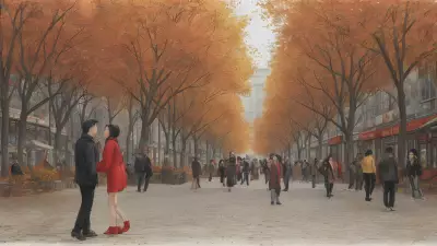 Autumn Streetscape A Portrait Drawing by Zhang Peili
