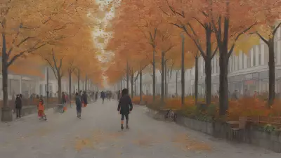 Autumn Streetscape A Portrait Drawing by Zhang Peili