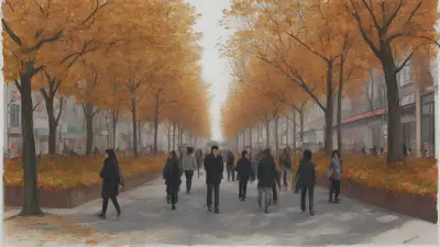 Autumn Streetscape A Portrait Drawing by Zhang Peili