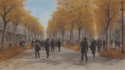 Autumn Streetscape A Portrait Drawing by Zhang Peili