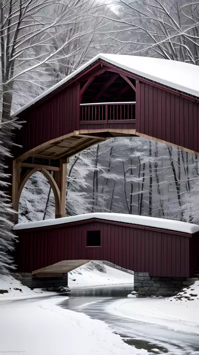 Nostalgic Beauty of Snow Covered Bridge