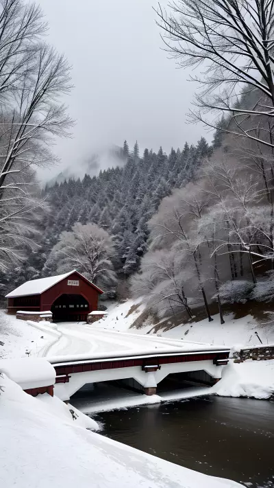 Nostalgic Beauty of Snow Covered Bridge