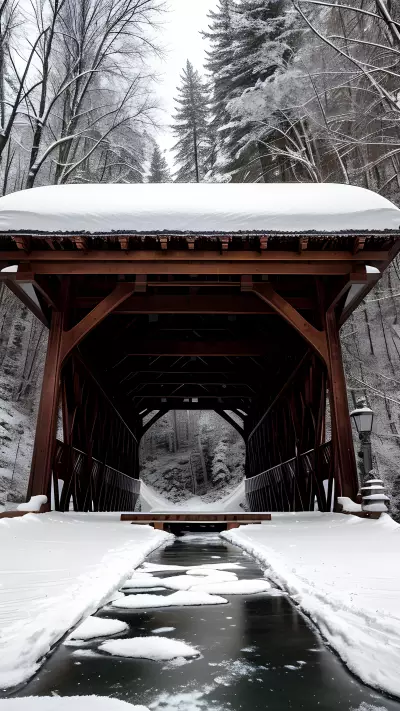 Nostalgic Beauty of Snow Covered Bridge