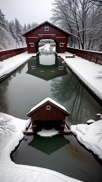 Nostalgic Beauty of Snow Covered Bridge