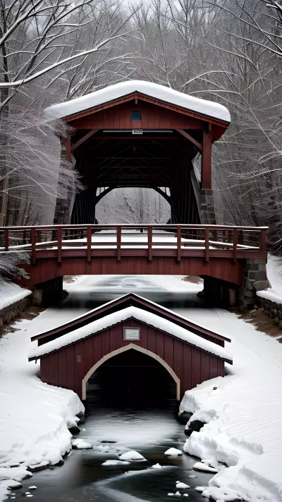 Nostalgic Beauty of Snow Covered Bridge