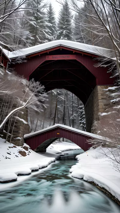 Nostalgic Beauty of Snow Covered Bridge
