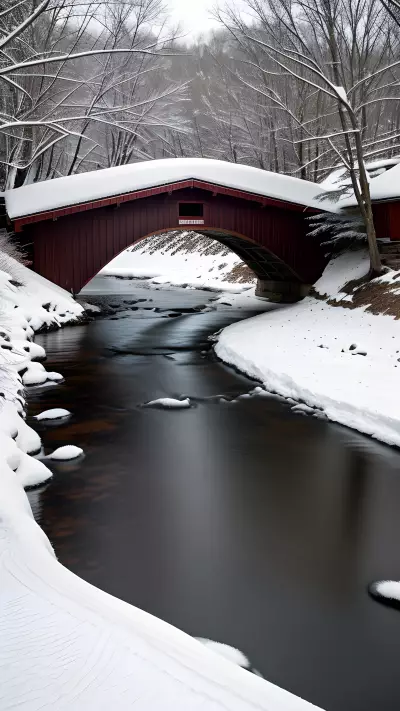 Nostalgic Beauty of Snow Covered Bridge
