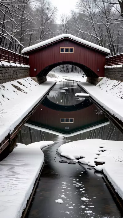 Nostalgic Beauty of Snow Covered Bridge