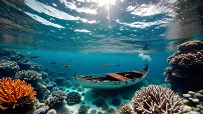 Boat Floating in Tranquil Underwater World