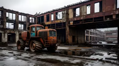 Abandoned Heavy Machinery in an Industrial Landscape