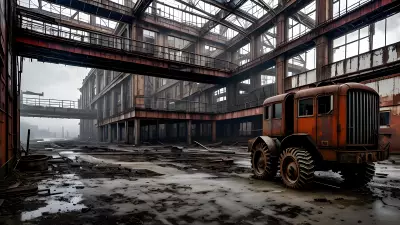 Abandoned Heavy Machinery in an Industrial Landscape