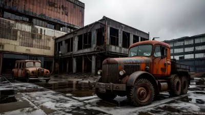 Abandoned Heavy Machinery in an Industrial Landscape