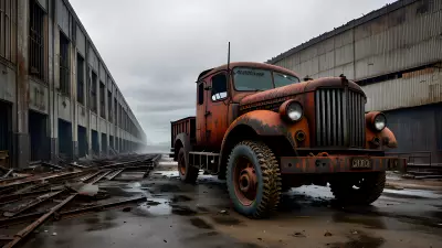 Abandoned Heavy Machinery in an Industrial Landscape