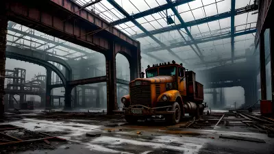 Abandoned Heavy Machinery in an Industrial Landscape