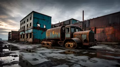Abandoned Heavy Machinery in an Industrial Landscape