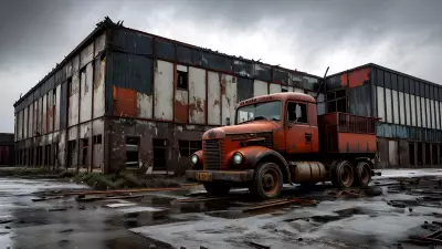 Abandoned Heavy Machinery in an Industrial Landscape