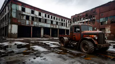 Abandoned Heavy Machinery in an Industrial Landscape
