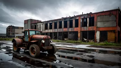 Abandoned Heavy Machinery in an Industrial Landscape